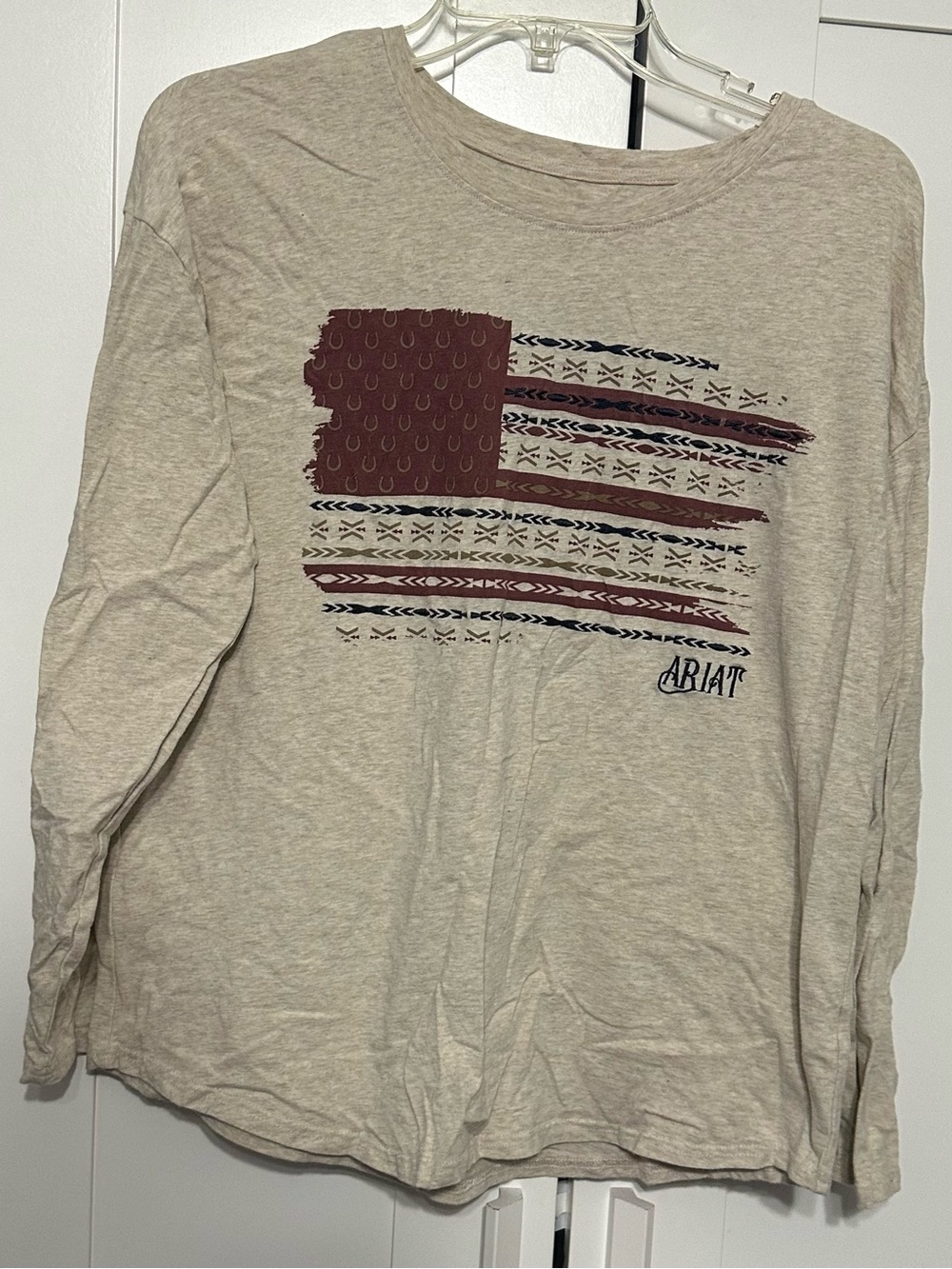 Ariat Neutral Long Sleeve Graphic Tee - Tribal Flag Print